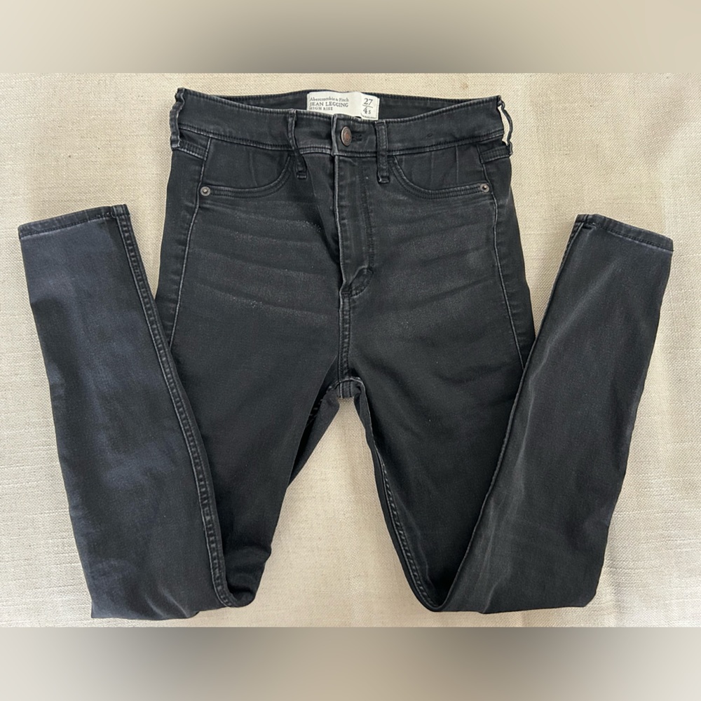 Abercrombie & Fitch black jean leggings high rise women